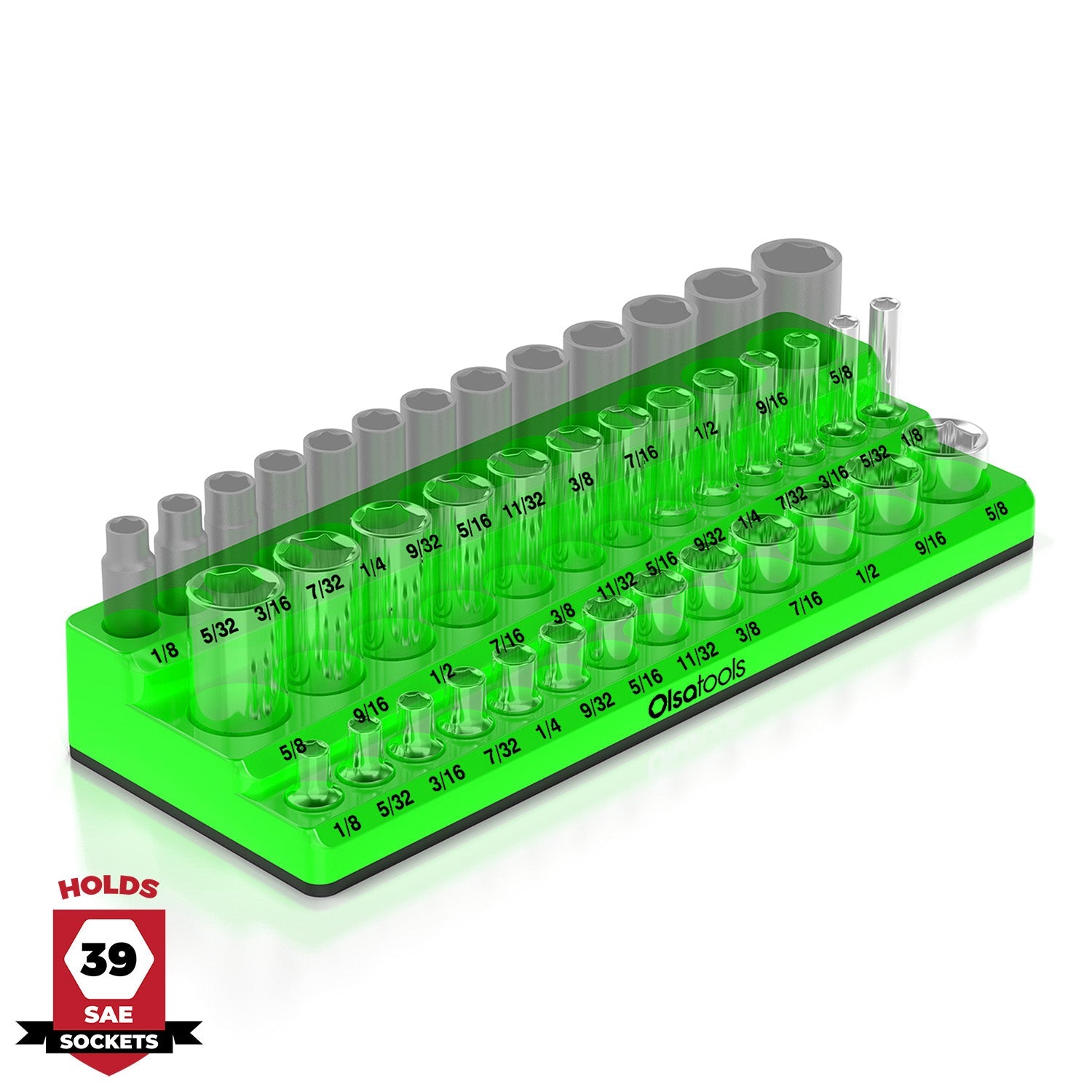 3-Row Magnetic Socket Holder Organizes 75+ 1/4",3/8",1/2" Drive Sockets