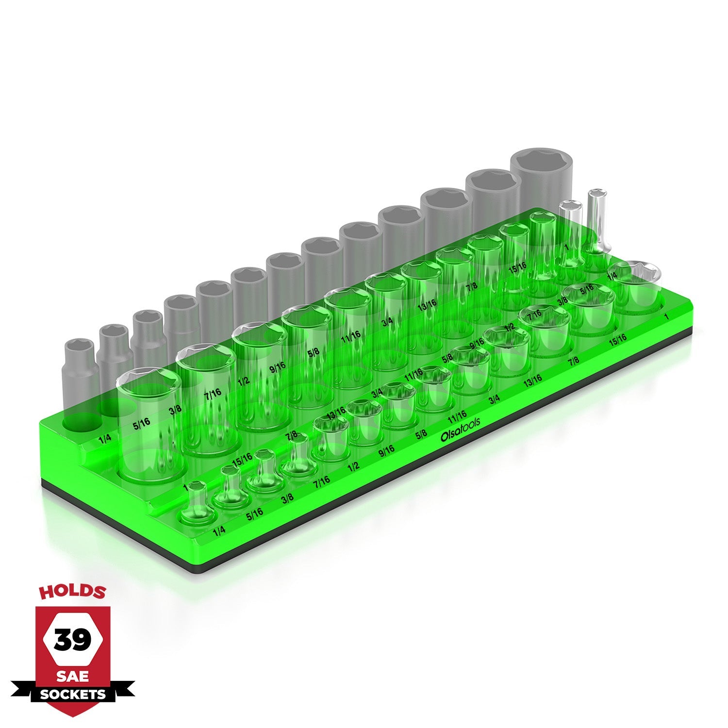 3-Row Magnetic Socket Holder Organizes 75+ 1/4",3/8",1/2" Drive Sockets