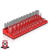3-Row Magnetic Socket Holder Organizes 75+ 1/4",3/8",1/2" Drive Sockets