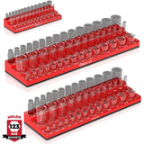 3-row magnetic socket organizer with labeled slots