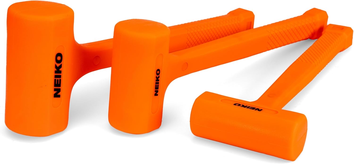 2 LB Dead Blow Hammer - Polyurethane Head, Non-Slip Grip, Orange