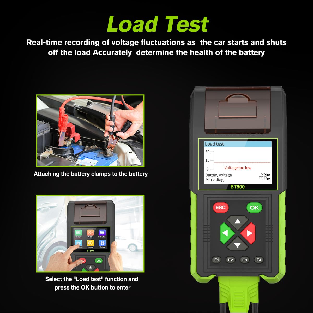 12V Battery Load Tester - 20-2000 CCA for automotive battery and alternator diagnostics