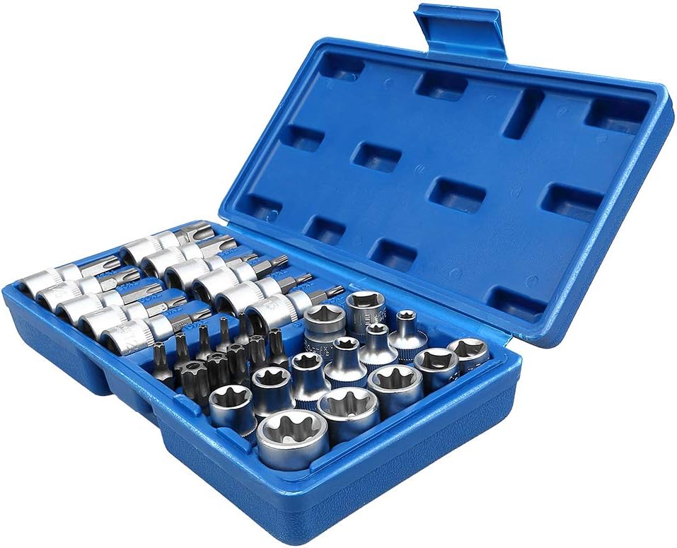 34-Piece Torx Star Bit Socket Set for Cars and Machinery