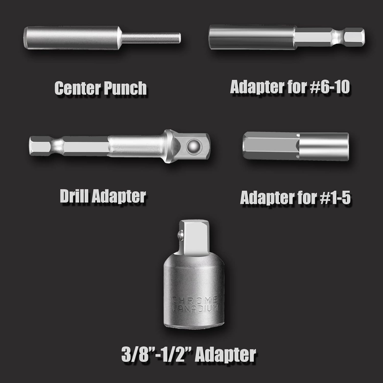 13-piece chrome molybdenum steel bolt and nut remover set with storage case