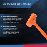2 LB Dead Blow Hammer - Polyurethane Head, Non-Slip Grip, Orange