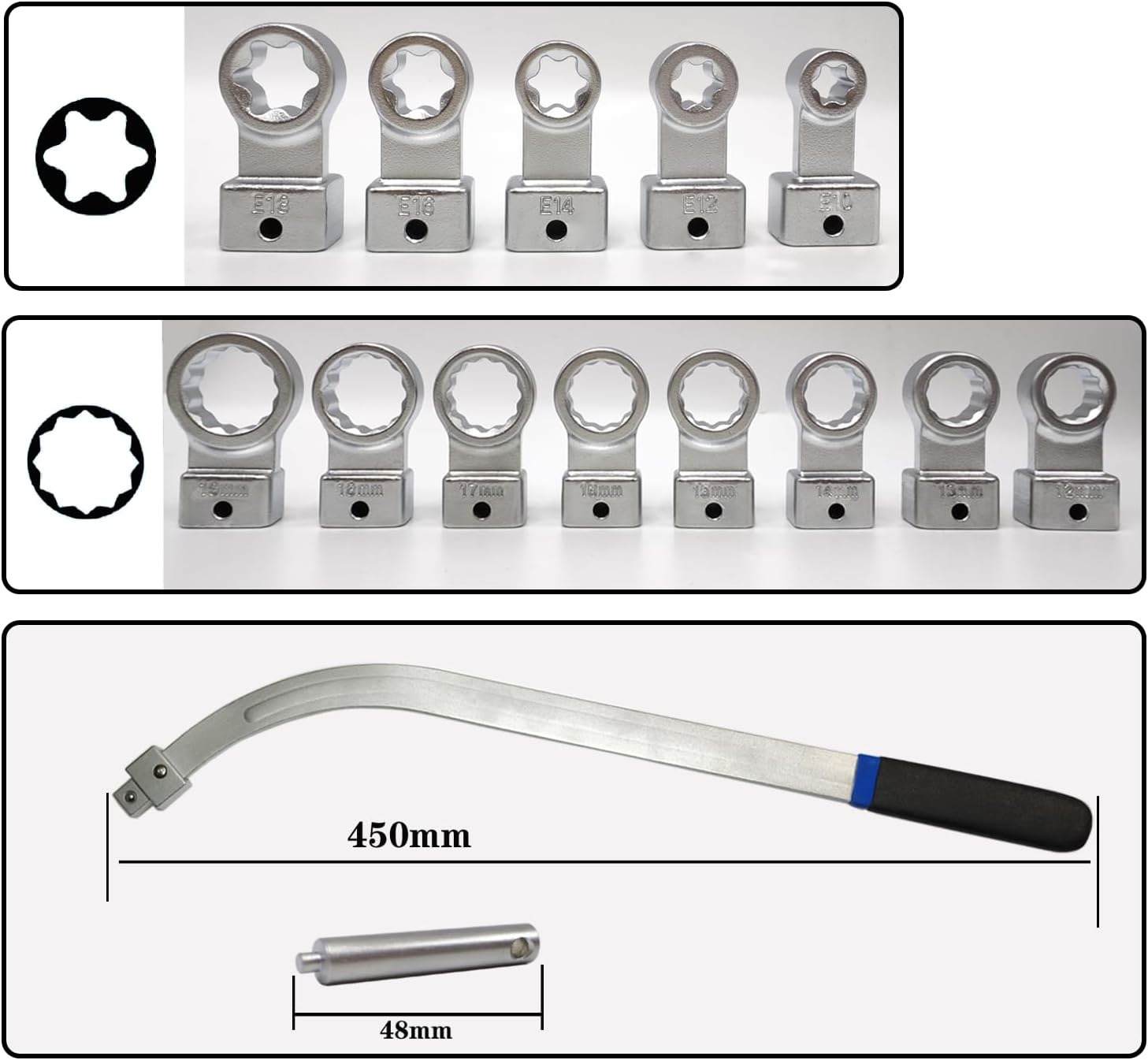 15-Piece Universal Belt Tensioner Tool Kit with Torx and 12-Point Adapters