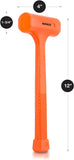 2 LB Dead Blow Hammer - Polyurethane Head, Non-Slip Grip, Orange