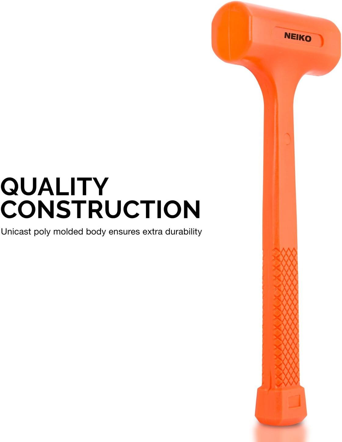 2 LB Dead Blow Hammer - Polyurethane Head, Non-Slip Grip, Orange