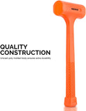 2 LB Dead Blow Hammer - Polyurethane Head, Non-Slip Grip, Orange
