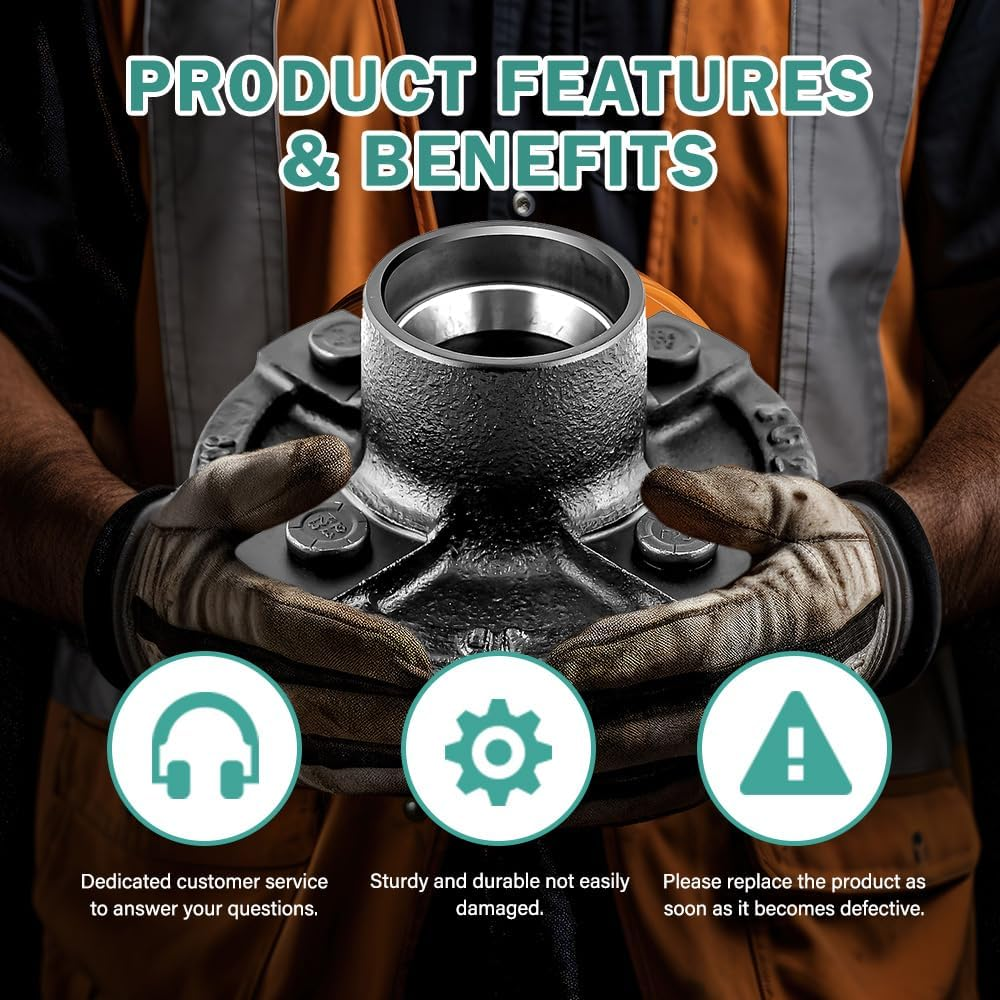 Trailer Idler Hub Kits 4 on 4" Trailer Hub 4 Lug for 2000 lbs Tralier Axle,ONLY for 2000lbs Trailer Hub Assembly