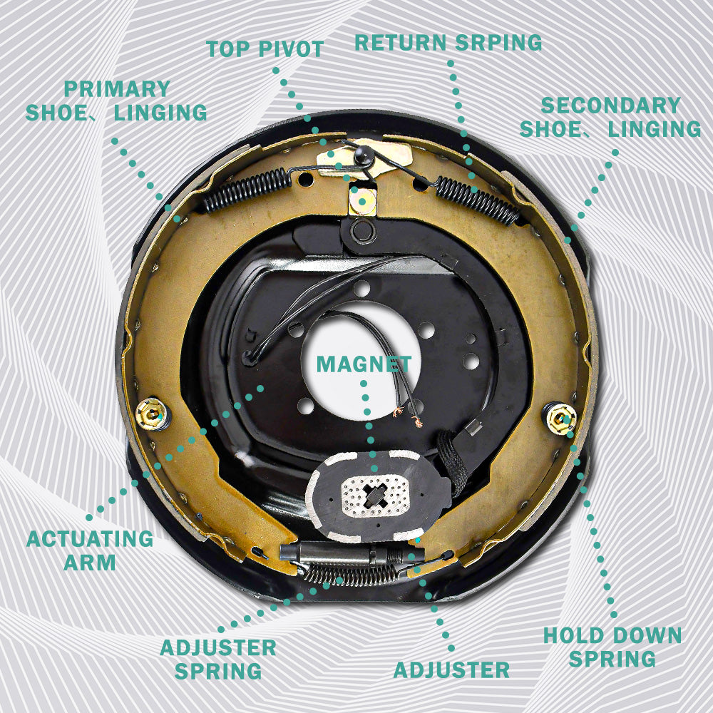 12" Electric Trailer Brake Kit 8-6.5" Hub Drum for 7000lbs Axle