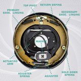 12" Electric Trailer Brake Kit 8-6.5" Hub Drum for 7000lbs Axle