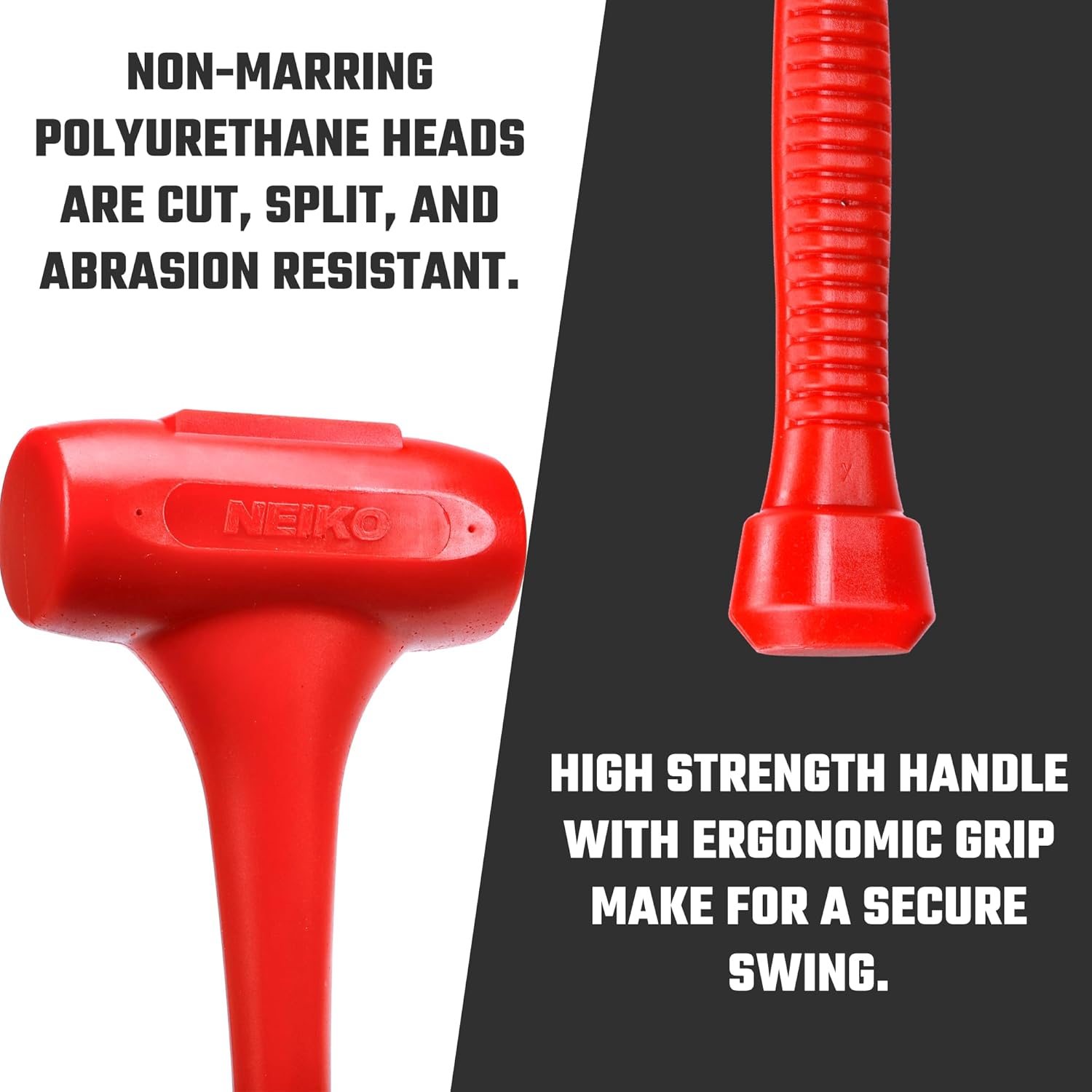 2 LB Dead Blow Hammer - Polyurethane Head, Non-Slip Grip, Orange