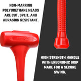 2 LB Dead Blow Hammer - Polyurethane Head, Non-Slip Grip, Orange