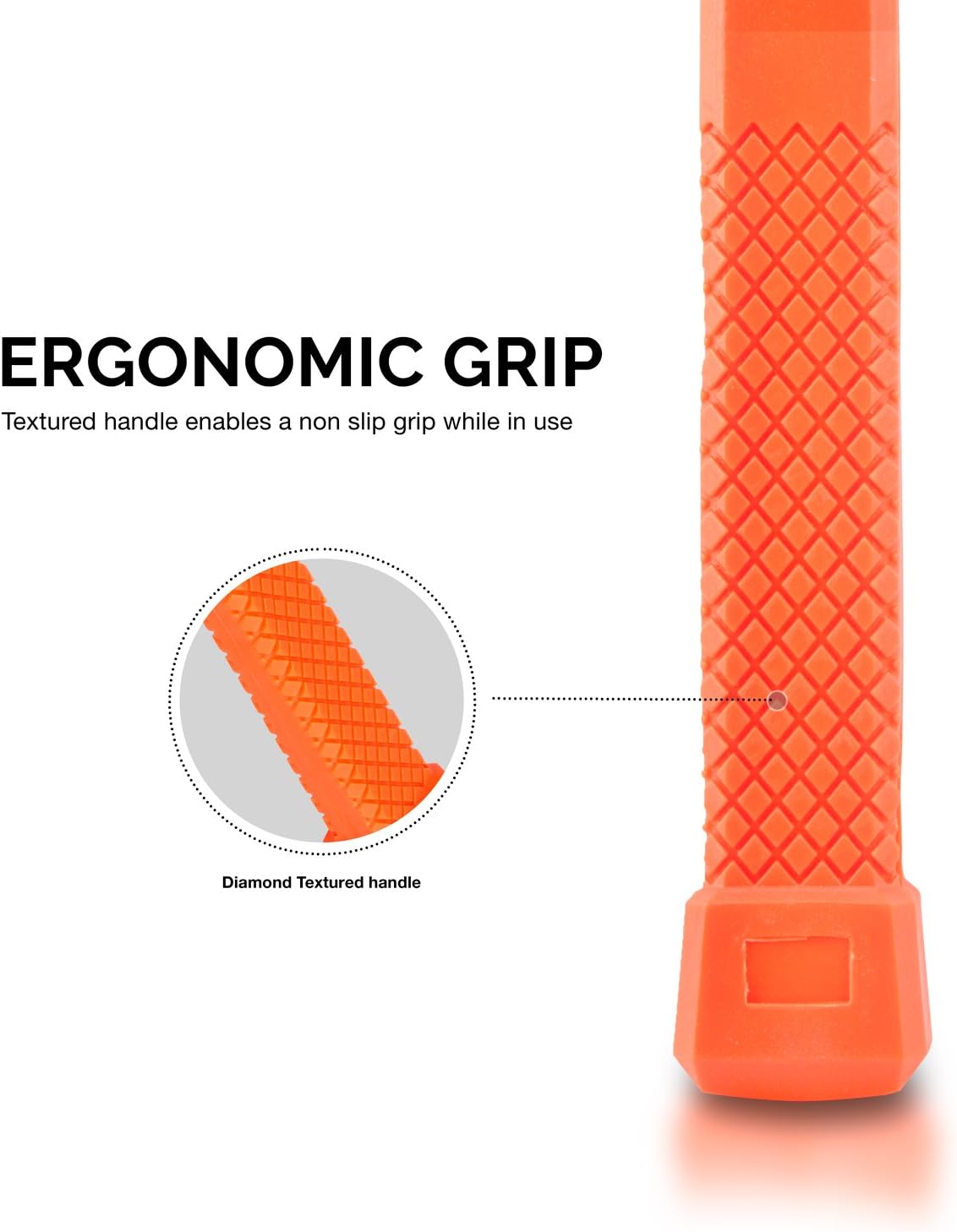 2 LB Dead Blow Hammer - Polyurethane Head, Non-Slip Grip, Orange