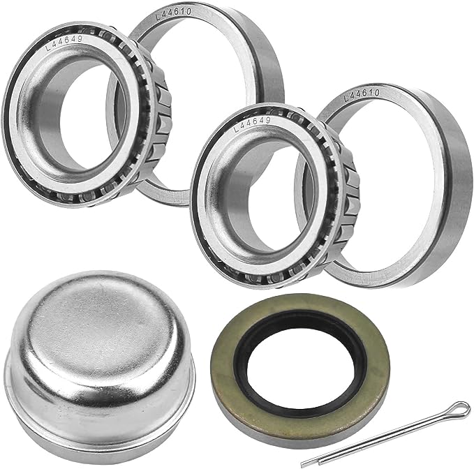JADODE Trailer Axle Hub Bearings Kits L44649 L44610 with 12192TB Grease Seals, Dust Cover and Cotter Pin Trailer Wheel Hub Bearing Kits Set of 2