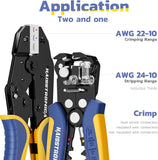 Wire Stripper and Crimping Tool Set for AWG 24-10 and AWG 22-10