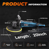 1600W rotary buffer polisher for car, boat, and furniture, with 7-speed settings and detachable handles.