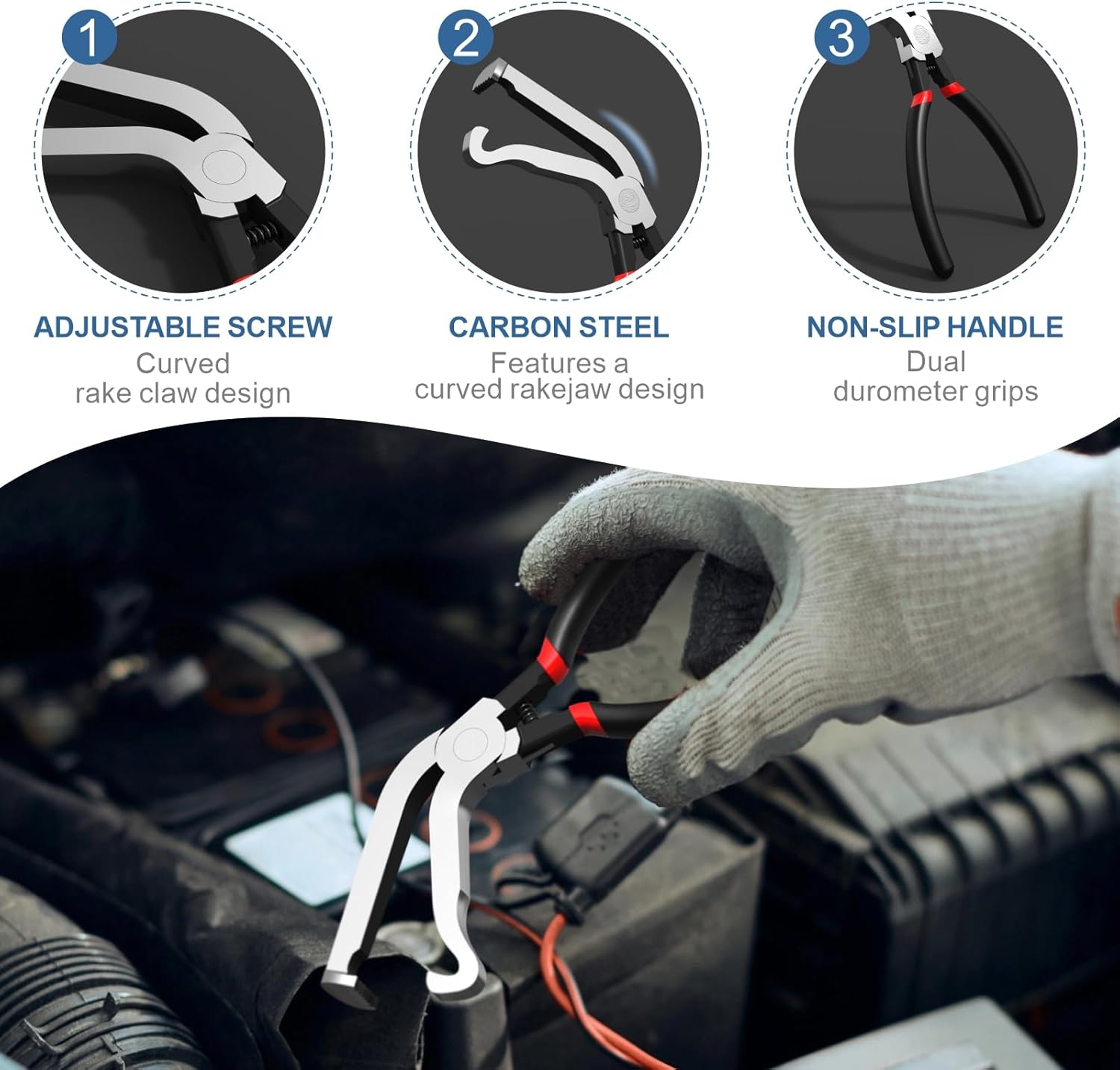 3-Pack Electrical Disconnect Pliers Set for Automotive Fuel Line and Connector Removal