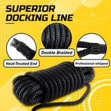 1/2'' x 20' Double Braided Nylon Dock Lines Durable Marine-Grade Boat Ropes with 12'' Pre-Spliced Loop for Docking & Mooring