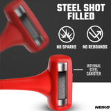 2 LB Dead Blow Hammer - Polyurethane Head, Non-Slip Grip, Orange