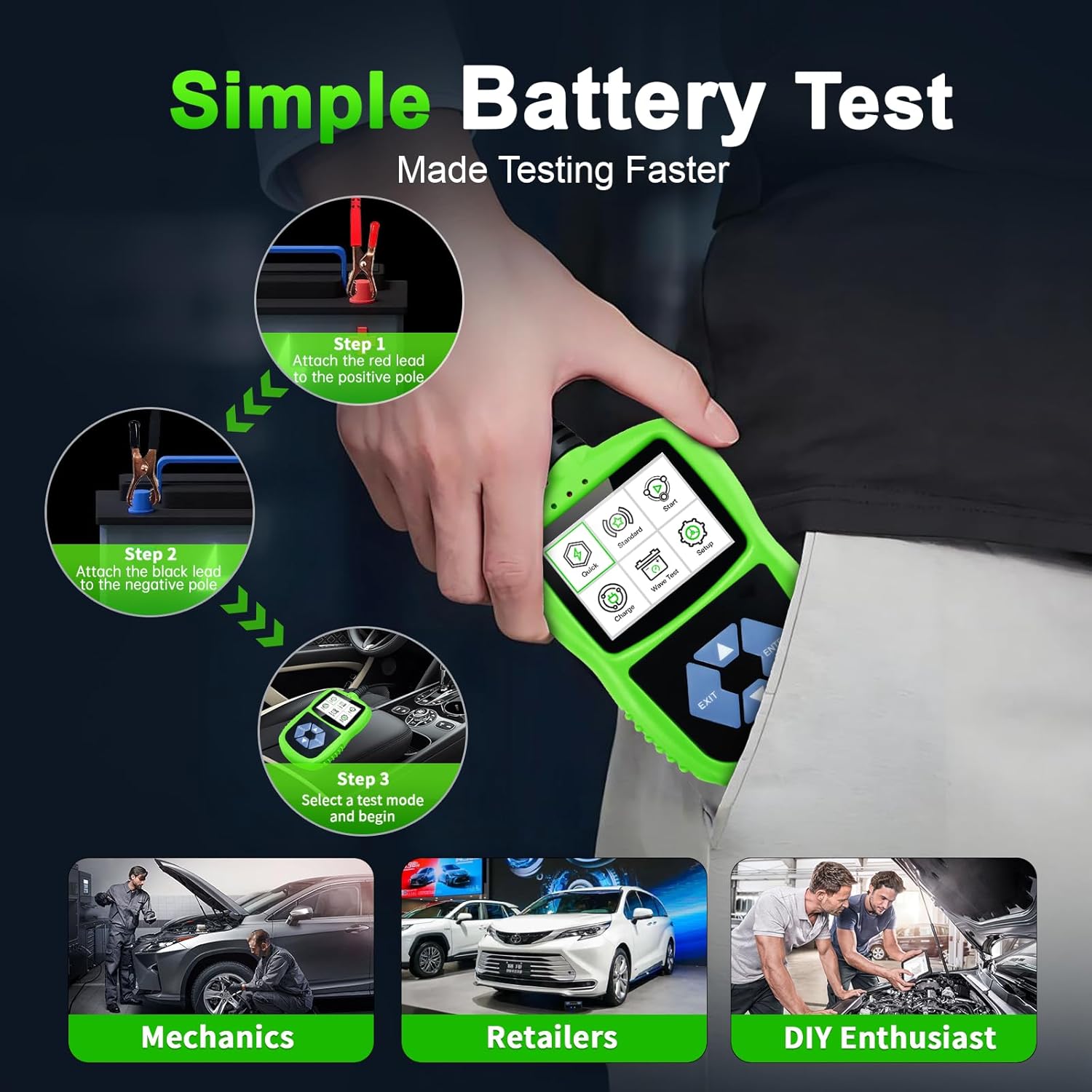 12V Battery Load Tester for Car & Alternator - 20-2000 CCA