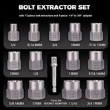 13-piece chrome molybdenum steel bolt and nut remover set with storage case