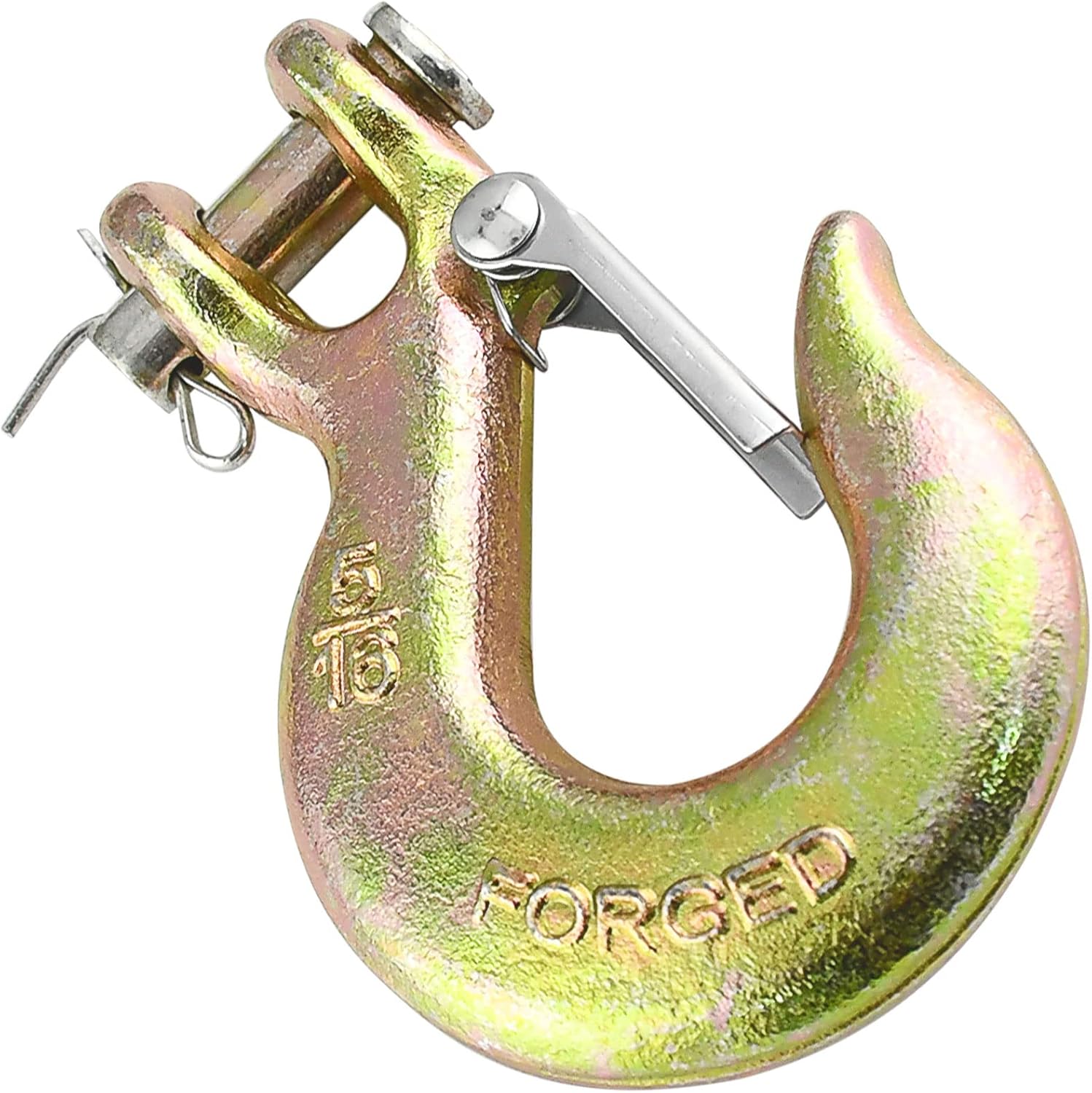 5/16 Clevis Slip Hook with Safety Latch Heavy Duty Grade 70 Forged Steel, 14,000 lbs Capacity for Towing & Chains