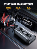 4000A Car Jump Starter for 10.0L Gas & 8.0L Diesel Engines with LED Light