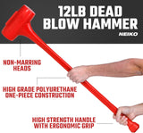 2 LB Dead Blow Hammer - Polyurethane Head, Non-Slip Grip, Orange