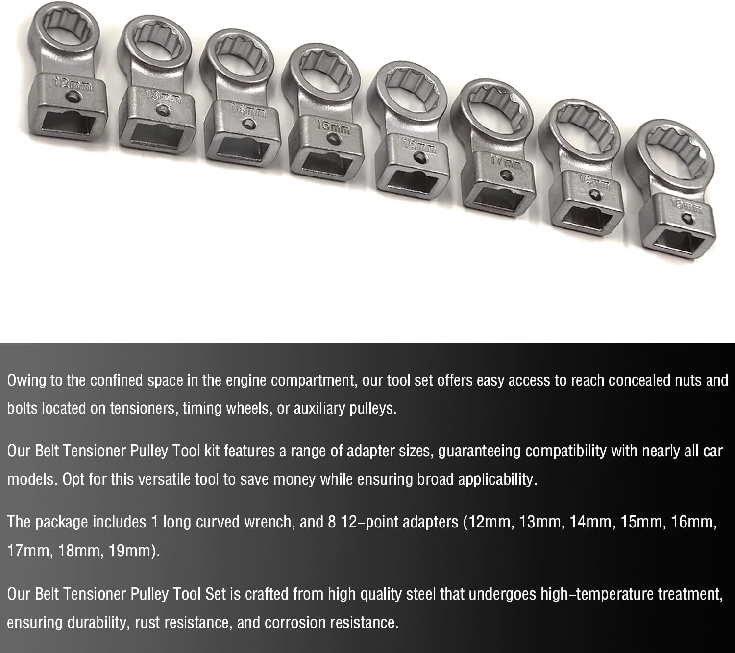 15-Piece Universal Belt Tensioner Tool Kit with Torx and 12-Point Adapters