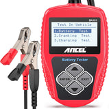 12V car battery tester and alternator diagnostic tool for vehicle performance checks.