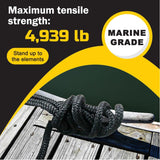 1/2'' x 20' Double Braided Nylon Dock Lines Durable Marine-Grade Boat Ropes with 12'' Pre-Spliced Loop for Docking & Mooring