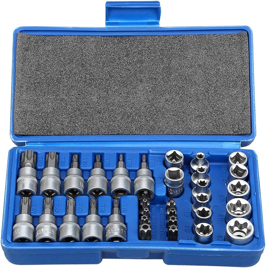 34-Piece Torx Star Bit Socket Set for Cars and Machinery