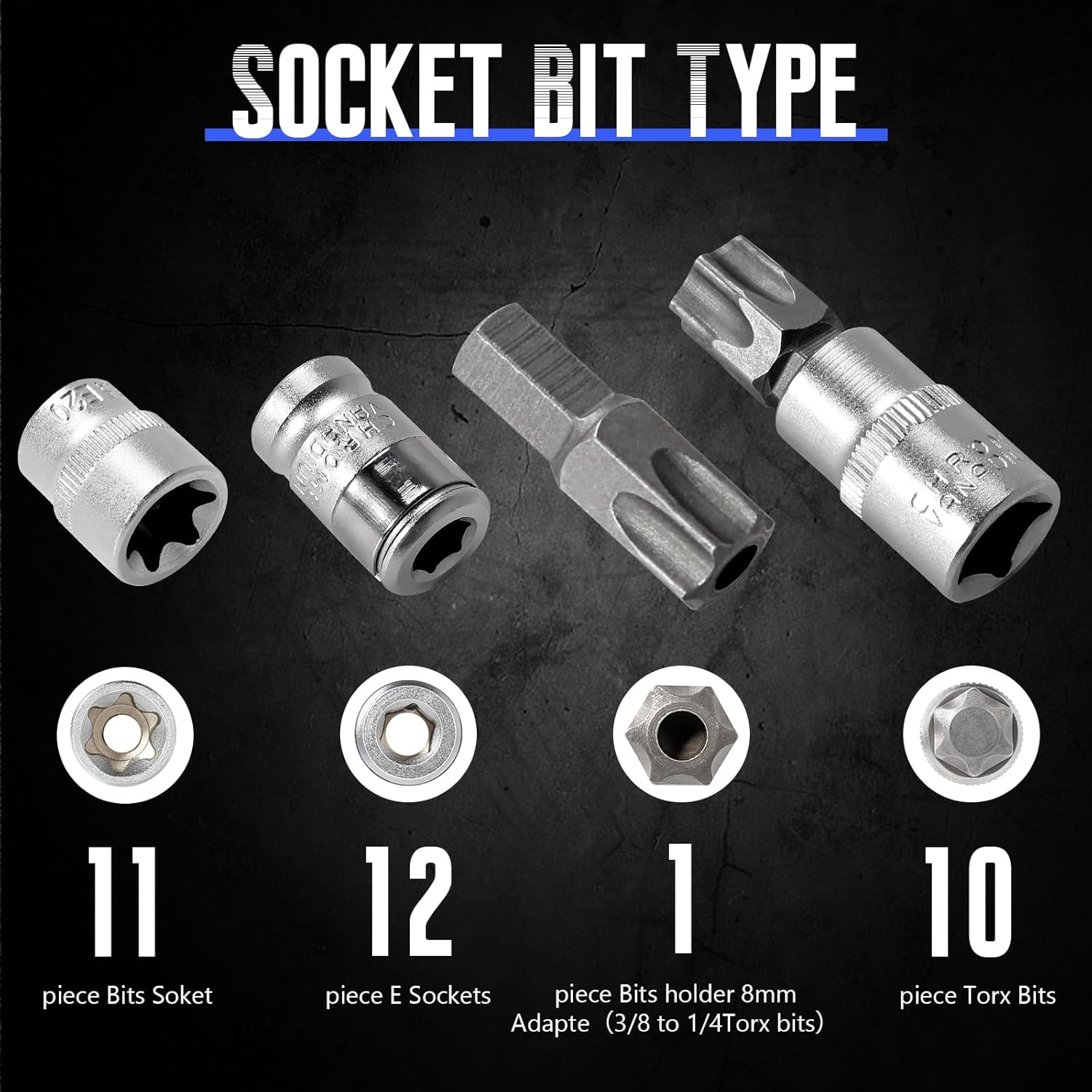 34-Piece Torx Star Bit Socket Set for Cars and Machinery