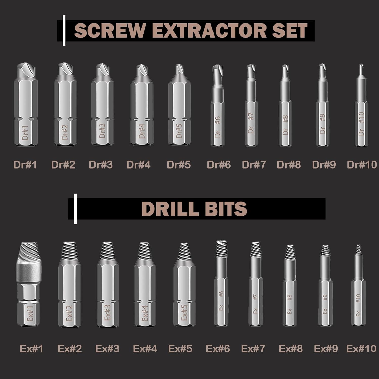 13-piece chrome molybdenum steel bolt and nut remover set with storage case