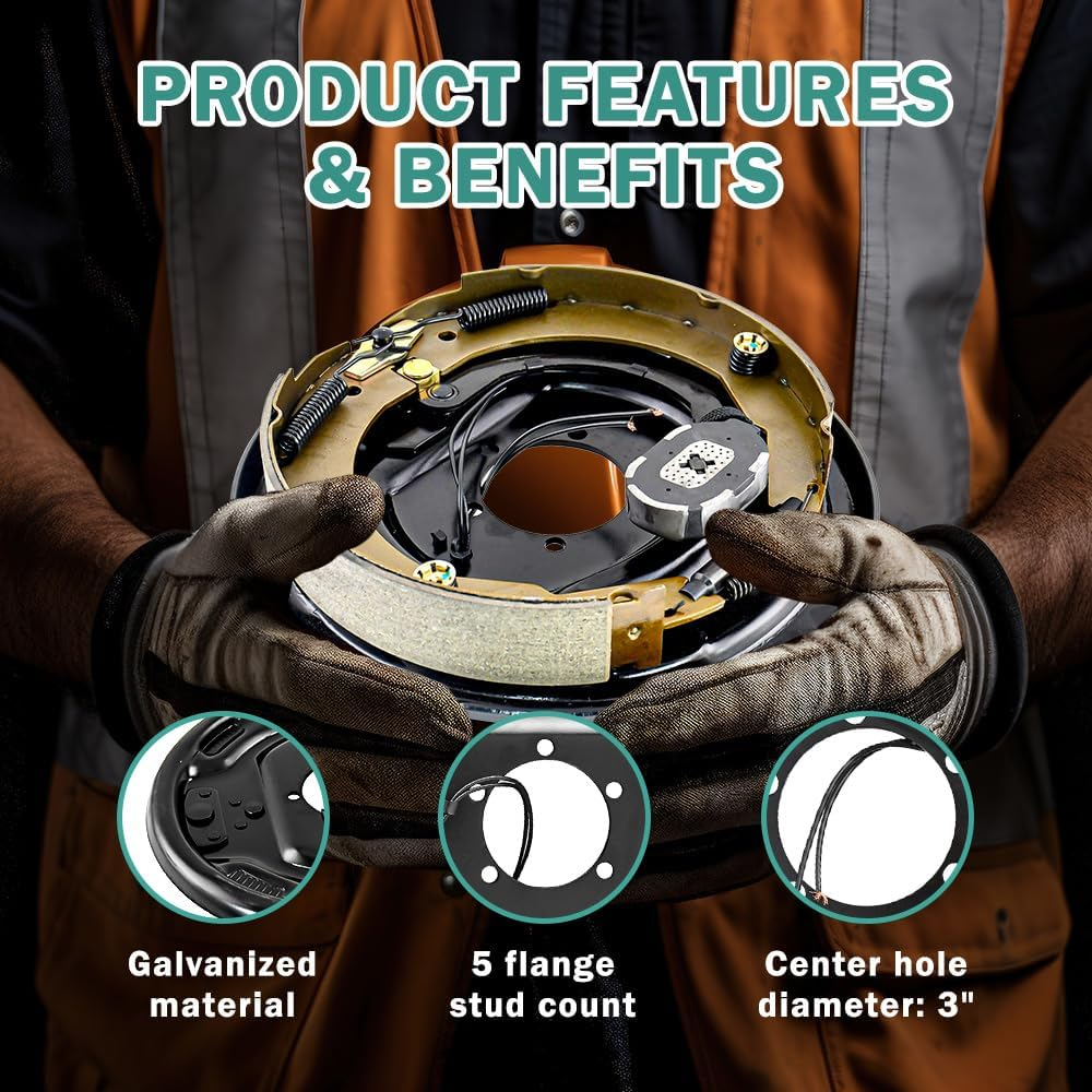 10" X 2-1/4" Electric Brake 3500 lbs Electric Trailer Brake Assembly Right Hand