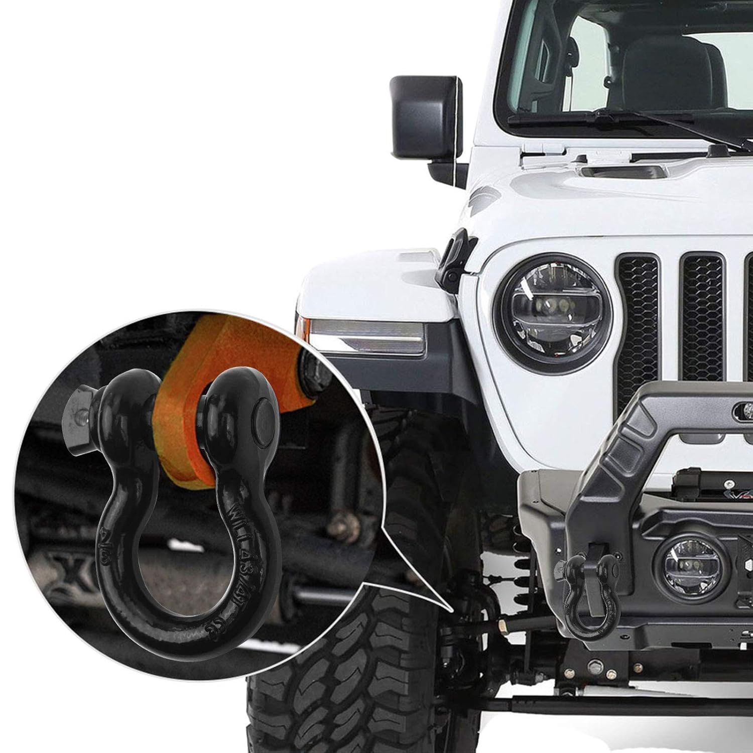 3/4" D-Ring Shackles 2-Pack 28.5 Ton Heavy Duty Tow Shackles