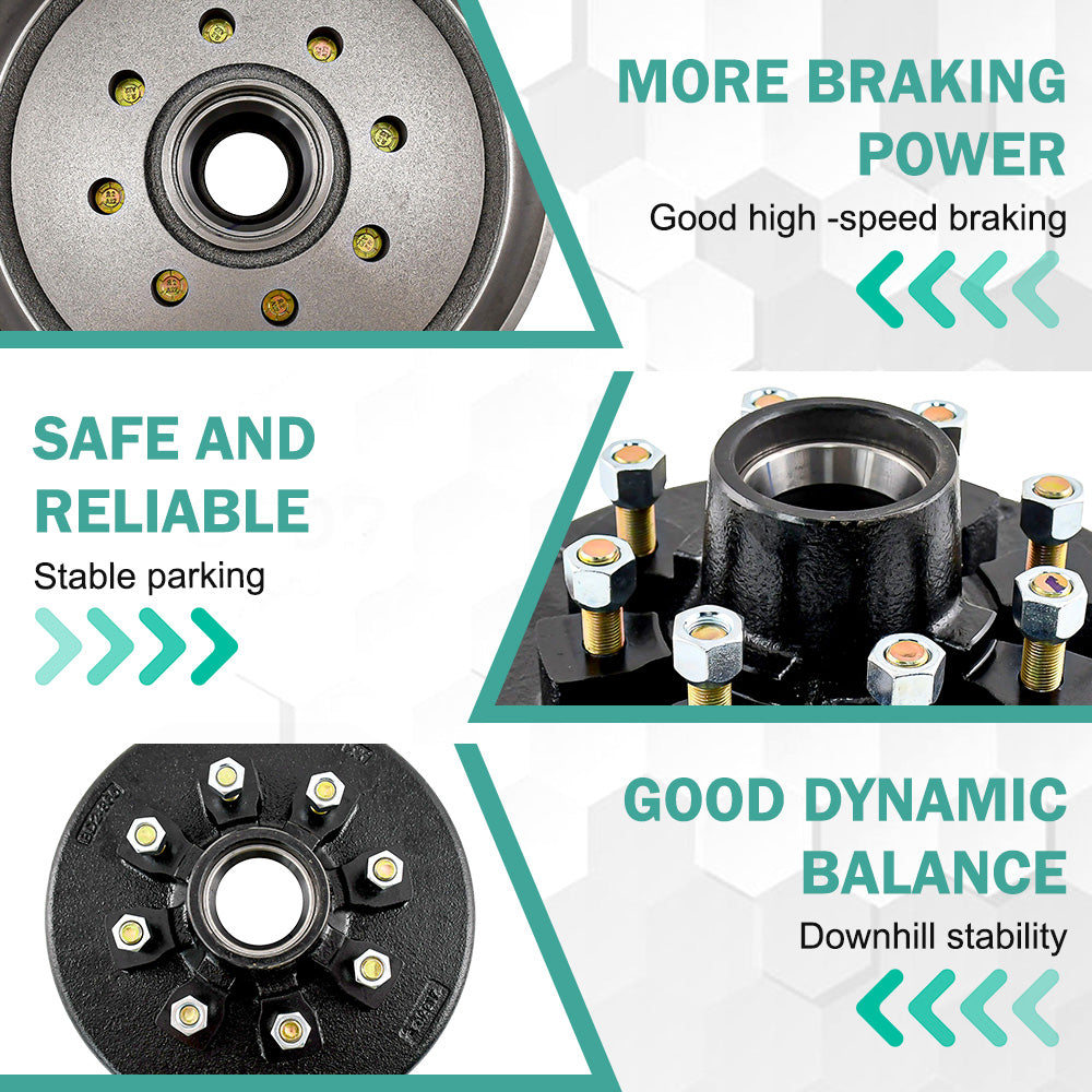 12" Electric Trailer Brake Kit 8-6.5" Hub Drum for 7000lbs Axle