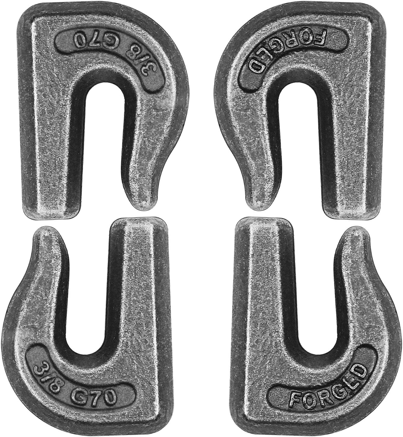 3/8'' Weld-On Grab Hooks G70 Forged Steel - Heavy Duty Tractor Chain Hooks for Car, Truck, SUV, RV, UTV, Tow & Lifting Applications