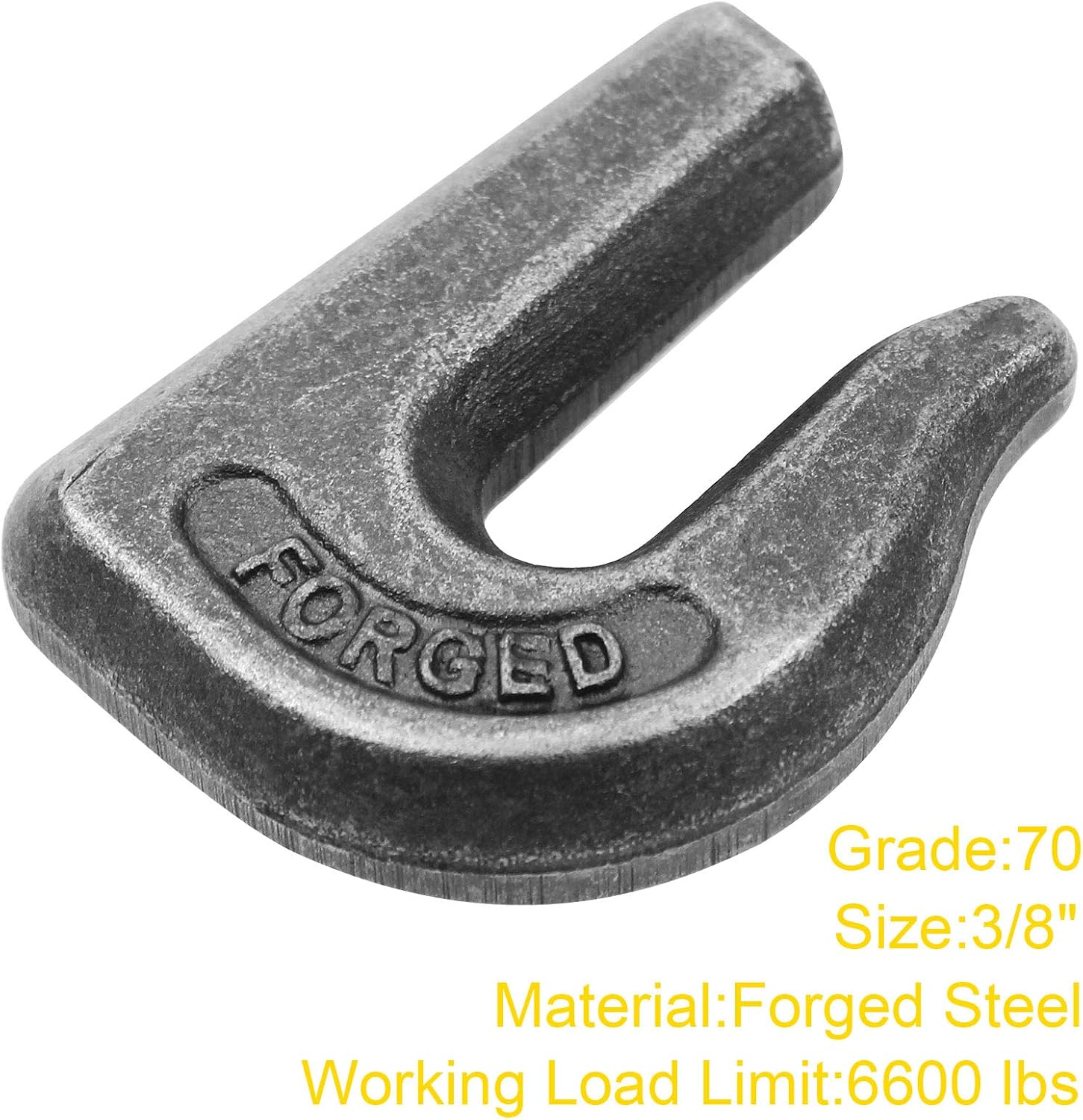 3/8'' Weld-On Grab Hooks G70 Forged Steel - Heavy Duty Tractor Chain Hooks for Car, Truck, SUV, RV, UTV, Tow & Lifting Applications