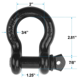 3/4" D-Ring Shackles 2-Pack 28.5 Ton Heavy Duty Tow Shackles