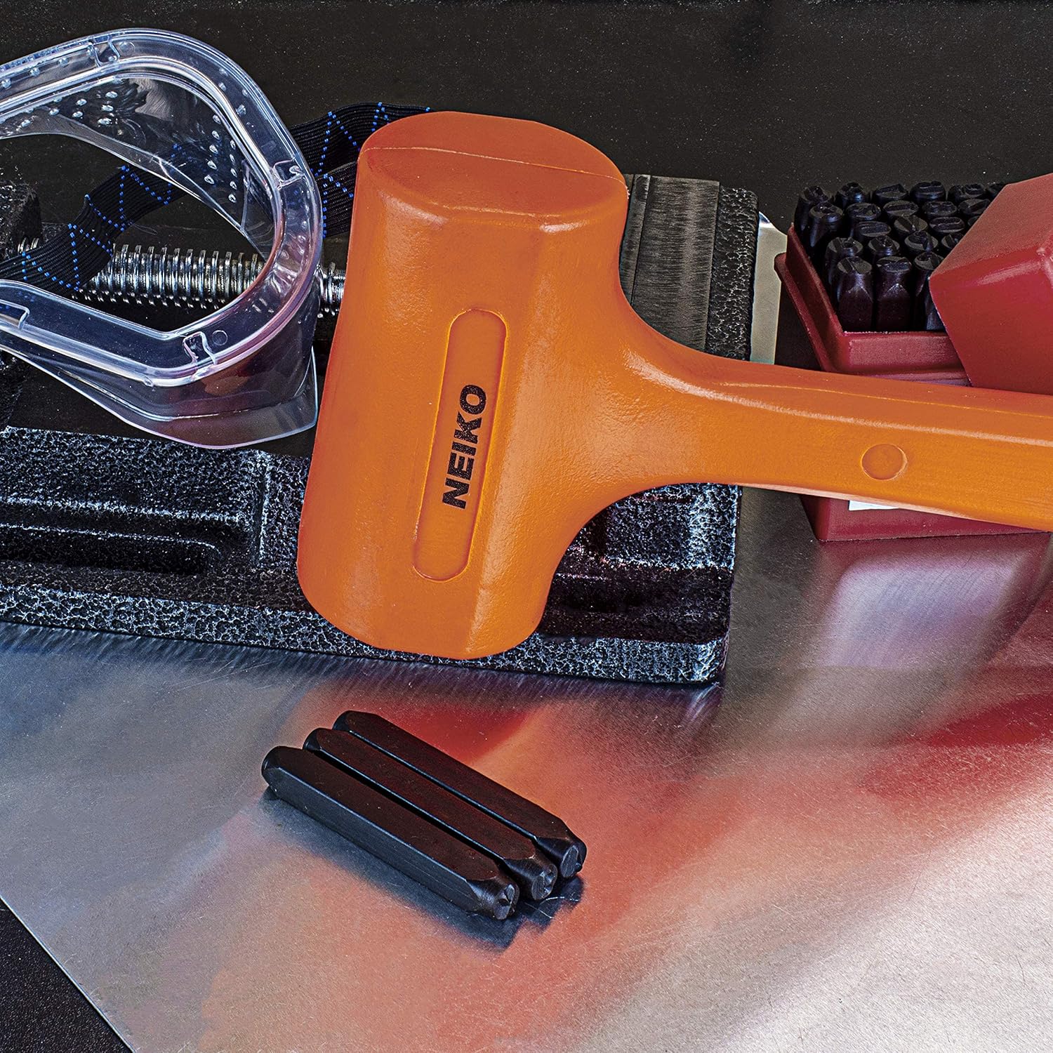 2 LB Dead Blow Hammer with Polyurethane Head, Non-Slip Grip, Orange Color