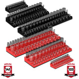 3-Row Magnetic Socket Holder Organizes 75+ 1/4",3/8",1/2" Drive Sockets