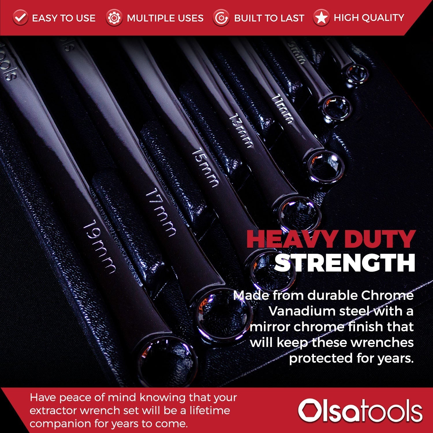 7-Piece Offset Bolt Extractor Wrench Set - Metric Sizes