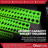 3-Row Magnetic Socket Holder Organizes 75+ 1/4",3/8",1/2" Drive Sockets