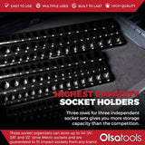 3-Row Magnetic Socket Holder Organizes 75+ 1/4",3/8",1/2" Drive Sockets