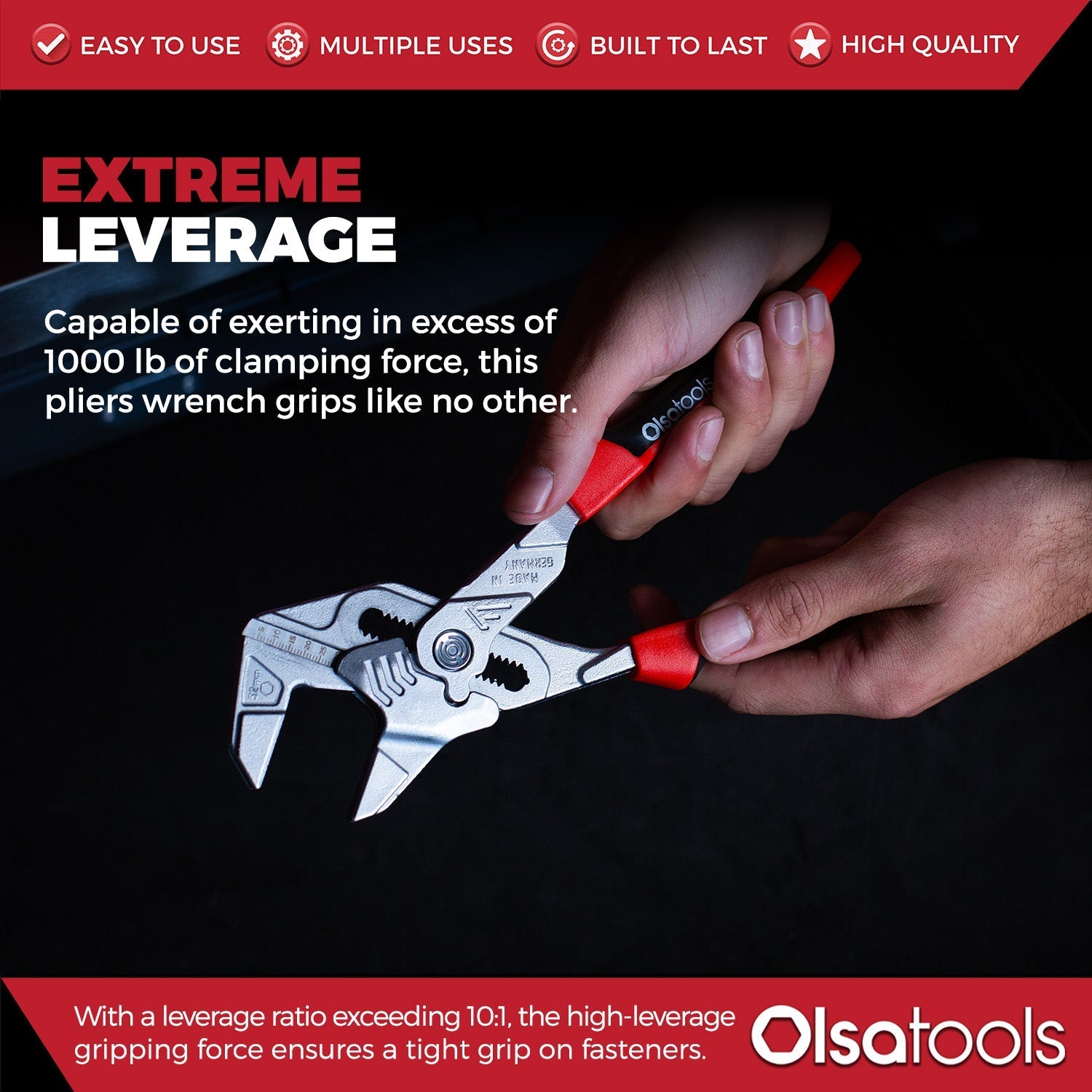 10-Inch Pliers Wrench with Smooth Jaws and Ergonomic Grip for Heavy-Duty Use