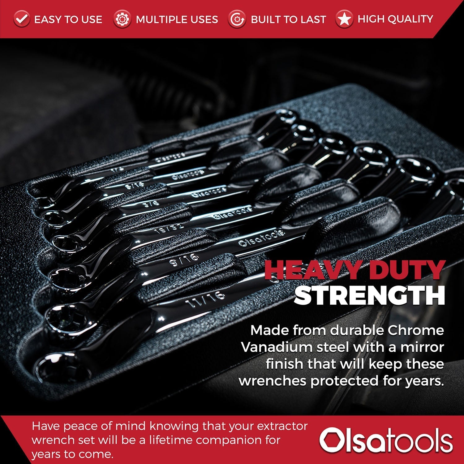 7-Piece Offset Bolt Extractor Wrench Set - Metric Sizes