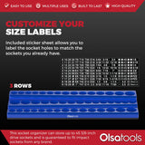 3-Row Magnetic Socket Holder Organizes 75+ 1/4",3/8",1/2" Drive Sockets